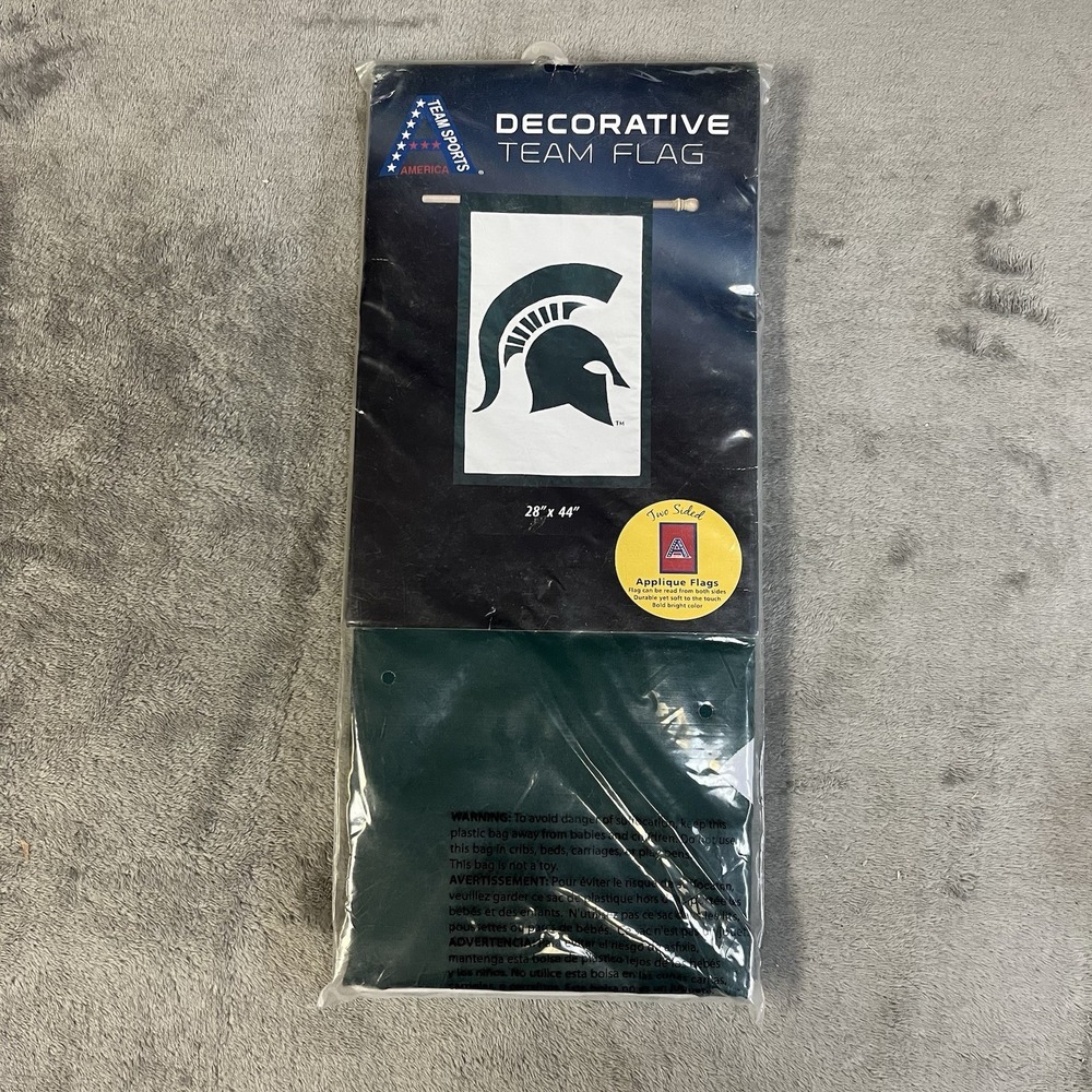 NCAA Michigan State Spartans MSU Decorative Appliqué Flag 28" x 44" New NWT